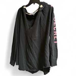Victoria's Secret (L) Black Fleece V neck hoodie